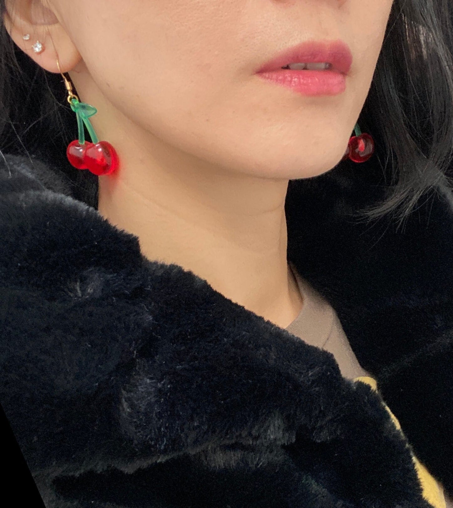Funky Jazzy Retro Cherry Drop Earrings