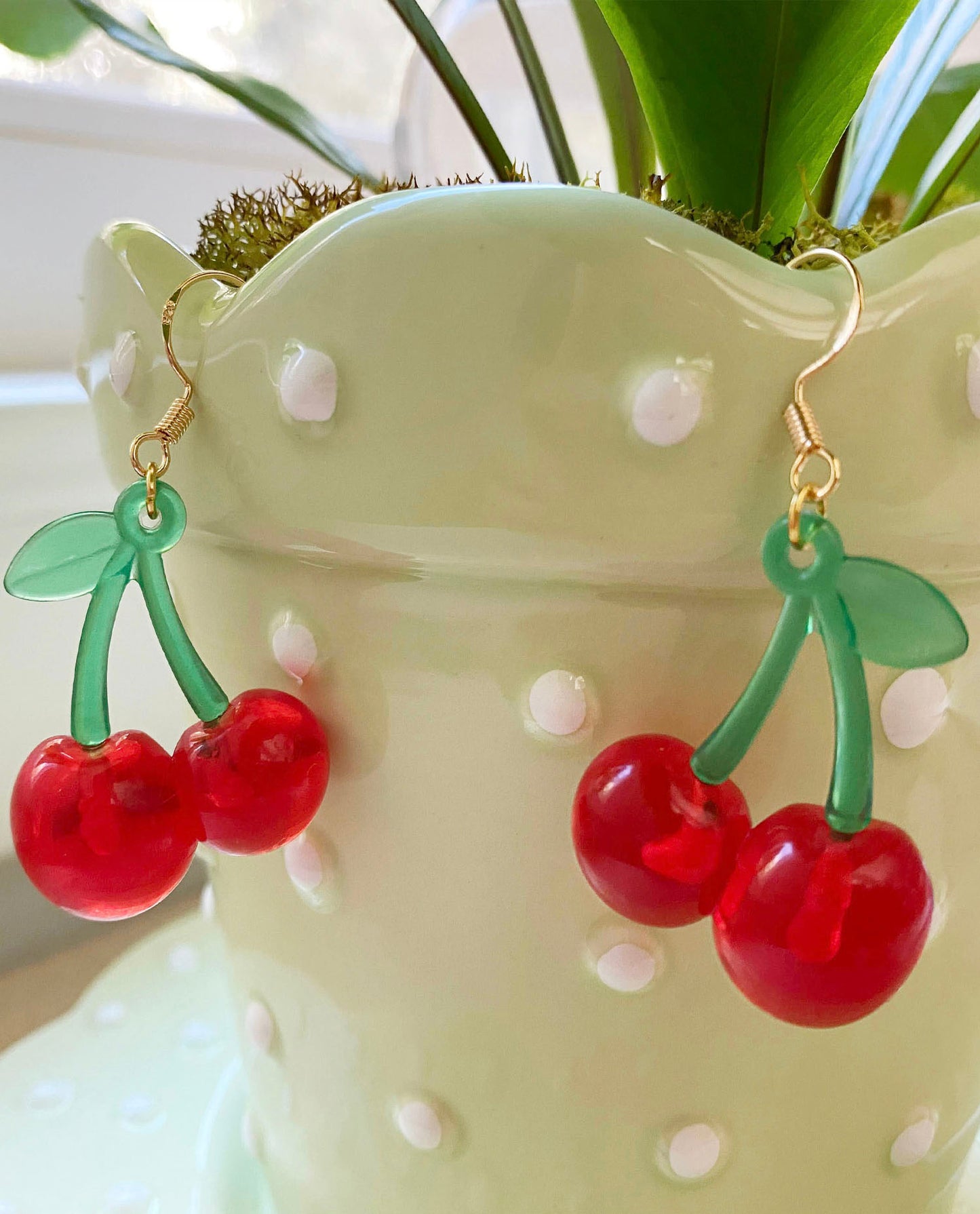 Funky Jazzy Retro Cherry Drop Earrings